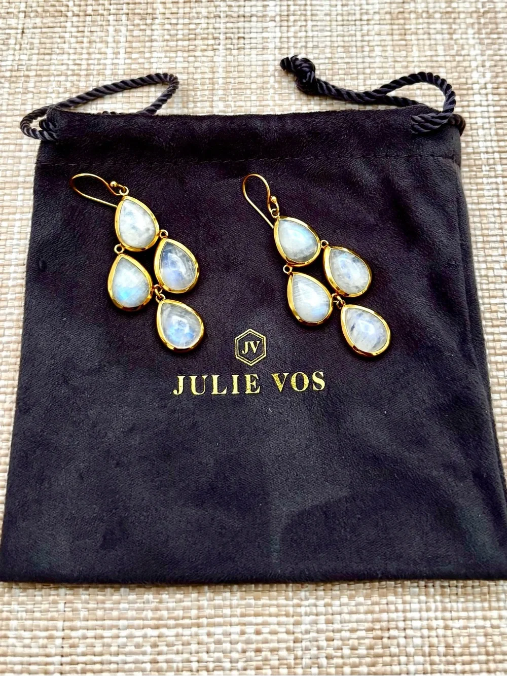 Julie Vos Gold “Marbella” Moonstone Teardrop Dangle Earrings // RETIRED